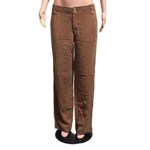 Pulp women's mid rise wide leg tencel belt loop brown pants L